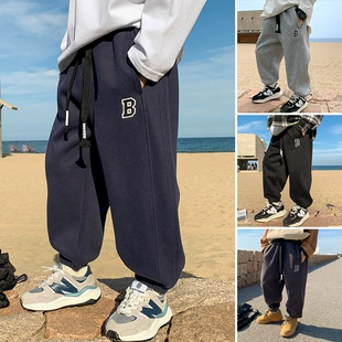 子2023春款 男孩冬装 中大童卫裤 新款 男童裤 冬季 加绒儿童运动裤 童装