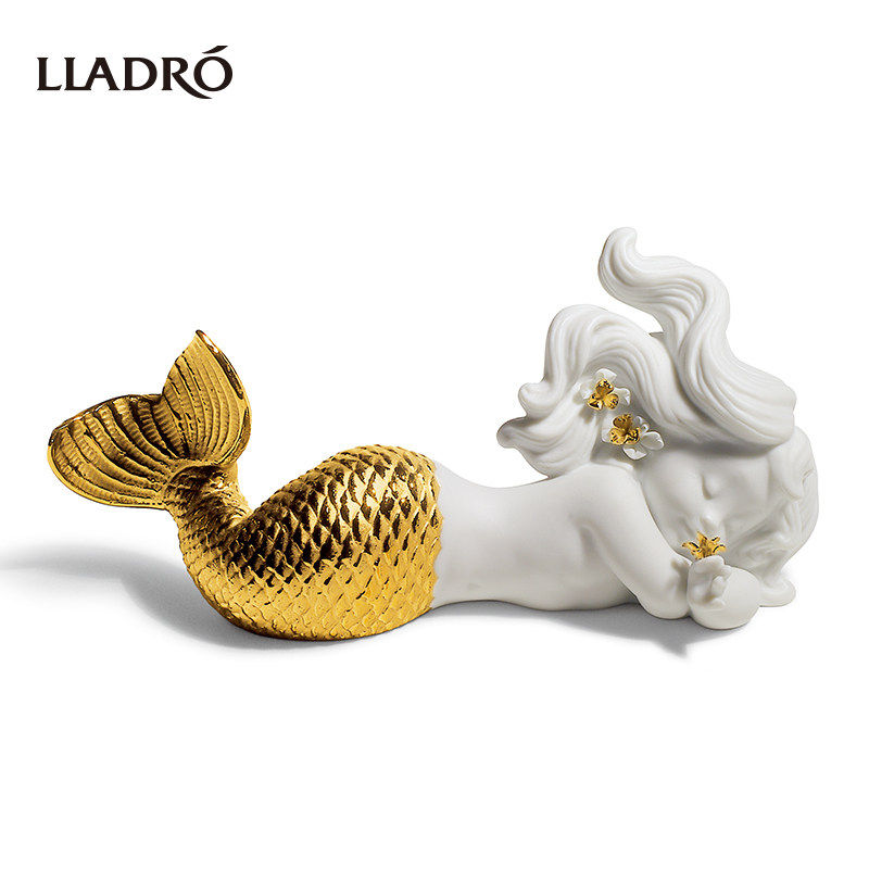 LLADRO雅致 烂漫苏醒小美人鱼瓷偶 欧式家居饰品摆件出生礼品