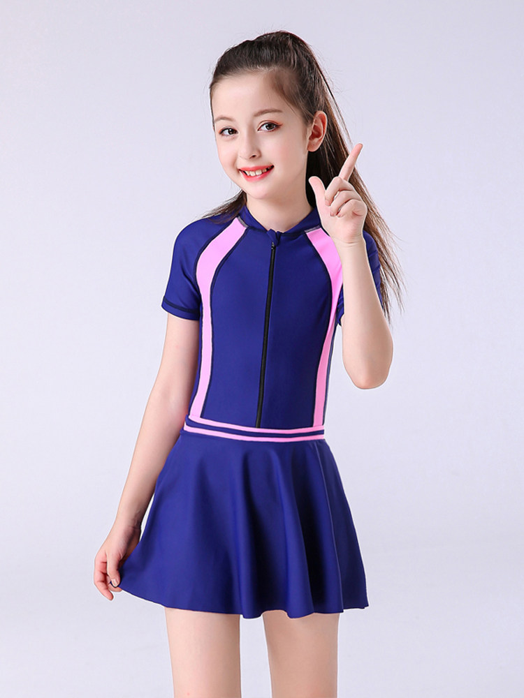 Children's swimsuit Zhongda Virgin children's summer sunscreen jumpsuit girl 8-12-15 years old student professional girl swimming suit