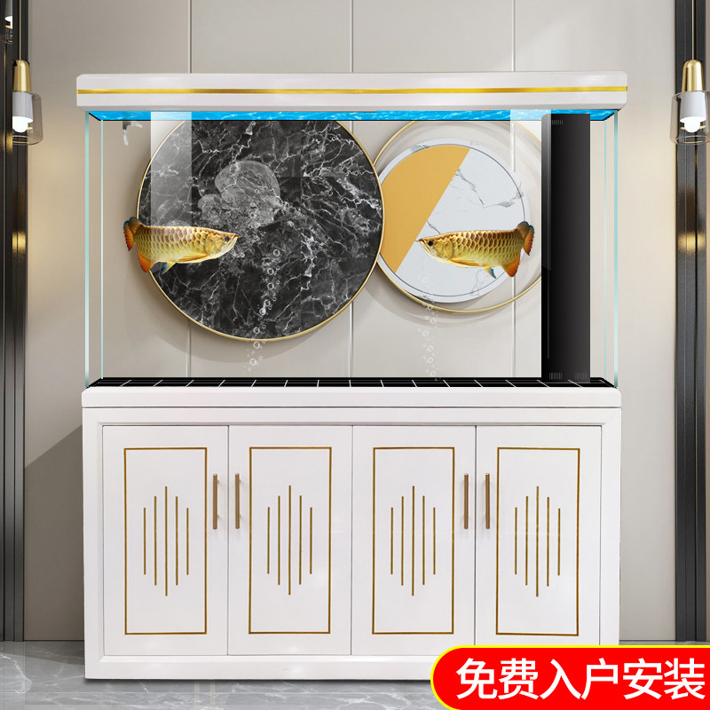 欧宝意式简约超白玻璃龙鱼缸客厅屏风隔断柜落地家用大型水族箱