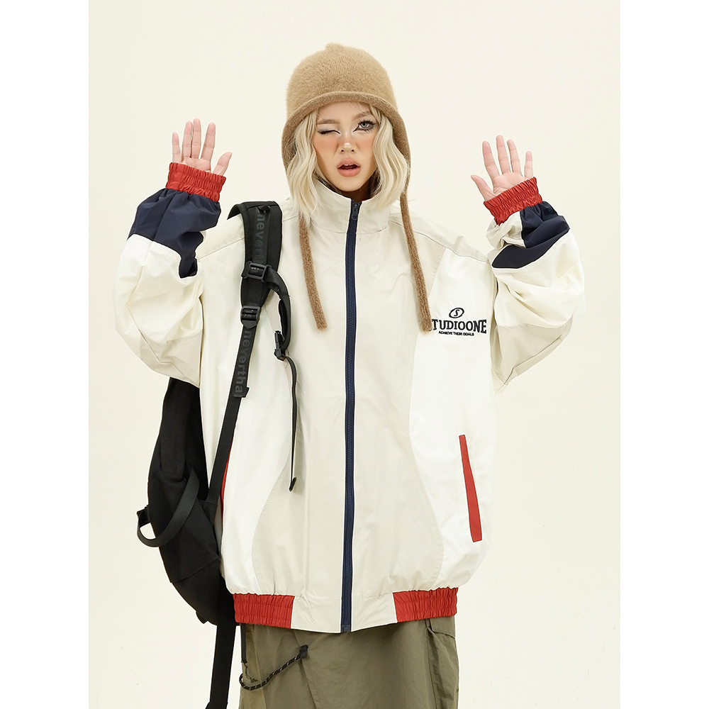 怕麻烦休闲百搭撞色冲锋衣