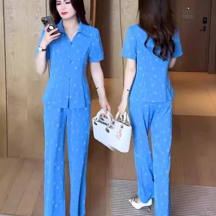 时尚波点套装女夏季新款洋气