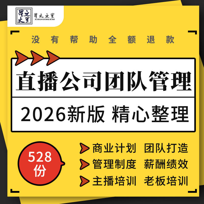短视频直播电商公司项目计划书团队搭建运营管理制度绩效考核方案