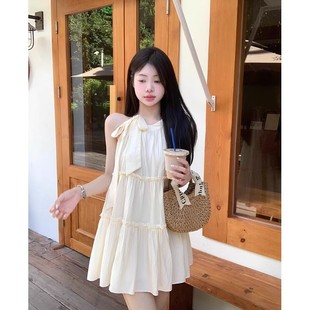 挂脖连衣裙子女夏季 小个子吊带无袖 做法 海边度假仙女沙滩 原版