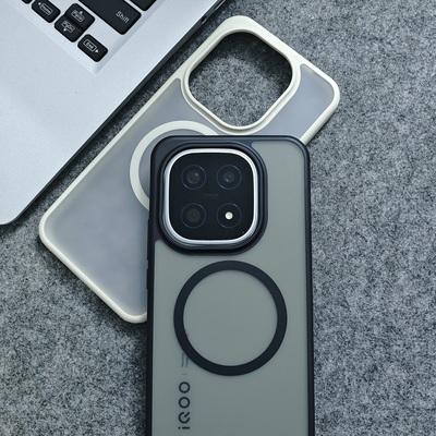 适用iQOO15手机壳爱酷15火山口磨砂冰晶护甲磁吸无线充电软边超薄防摔保护壳简约男女蓝星