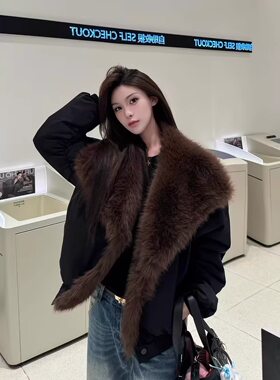 双面穿派克服2025冬季新款超好看今年流行环保狐狸毛皮草外套女短