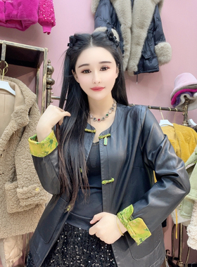 NOHASHTAG小众设计师款2025秋季新款时尚圆领pu皮新中式外套