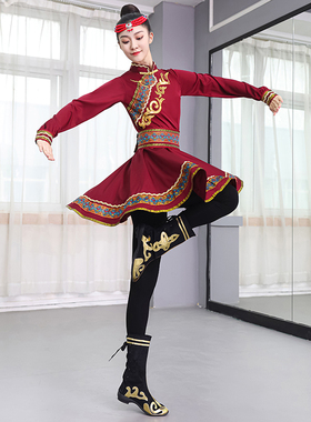 蒙古族服饰女成人舞蹈演出服蒙族筷子舞剧表演套装艺考练习练功服
