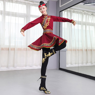 蒙古族服饰女成人舞蹈演出服蒙族筷子舞剧表演套装 艺考练习练功服