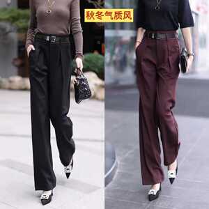 安可拉红阔腿裤女2024秋冬新款高腰显瘦西装直通时尚百搭休闲裤