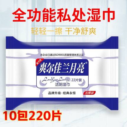 10包兰月亮湿巾纸私处洁阴成人房事便携止痒兰月亮湿纸免邮费