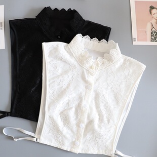 毛衣装 SNOW新款 黑白蕾丝领花朵图案打底衫 饰假领子韩版 饰领 装