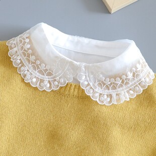小雪之屋秋冬百褶欧根纱花边假领子女百搭配毛衣服领内搭装 饰衣领