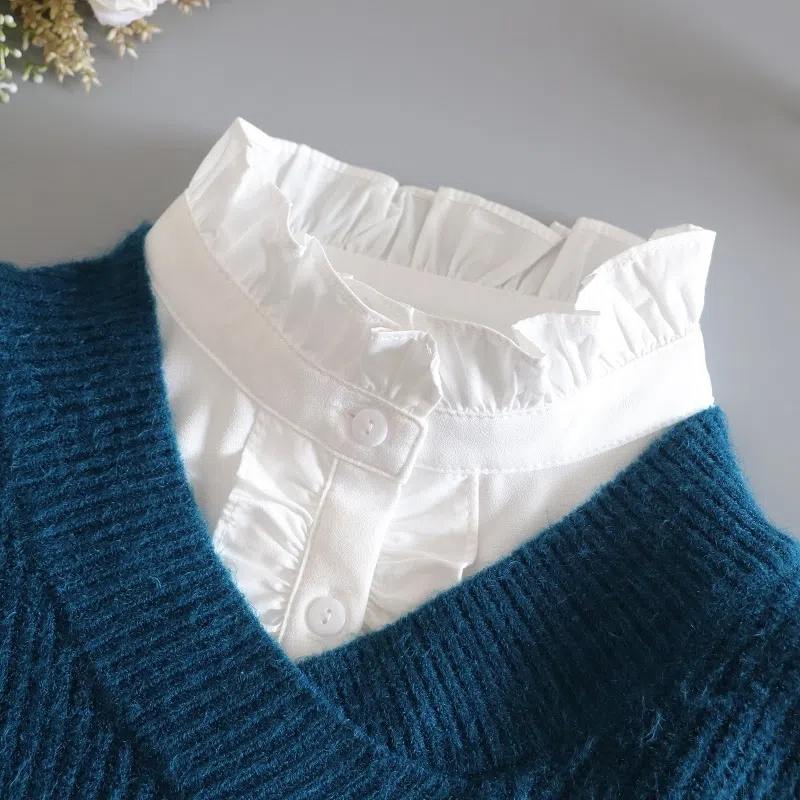 百搭棉立领配毛衣假领子