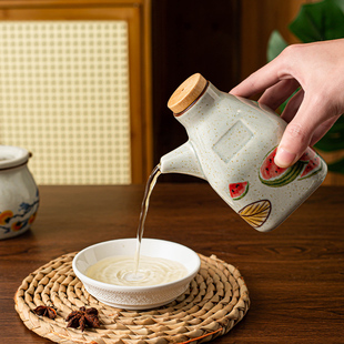 复古釉下彩陶瓷醋瓶油壶家用厨房调味瓶罐高颜值中式水墨耐高温