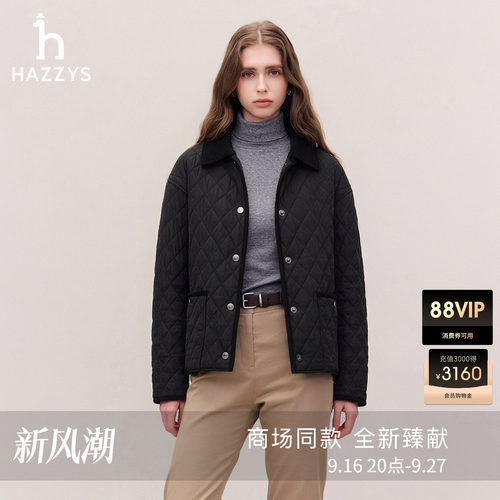 【商场同款】Hazzys哈吉斯小落肩短款棉服女士26年秋冬新款棉衣
