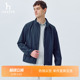 Hazzys哈吉斯春夏男士 休闲商务通勤立领净色行政夹克运动外套上衣
