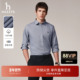 衬衣纯棉格纹衬衫 男 Hazzys哈吉斯秋季 合体休闲长袖 时尚 千鸟格