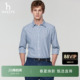 衬衣男休闲内搭棉质衬衫 Hazzys哈吉斯竖条纹长袖 上衣 早春系列