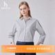 时尚 衬衫 潮流英伦女士上衣 细条纹翻领七分袖 Hazzys哈吉斯春秋季