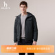 双面穿羽绒服冬季 Hazzys哈吉斯男士 连帽外套 商场同款