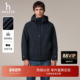 Hazzys哈吉斯秋季 纯色休闲男装 上衣连帽挺括通勤简约潮流夹克外套