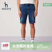 男士 时尚 休闲牛仔裤 子沙滩裤 Hazzys哈吉斯夏季 男潮流直筒裤 短裤
