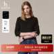 休闲通勤上衣 女秋冬纯色打底衫 100%绵羊毛 Hazzys哈吉斯针织衫
