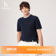 上衣休闲通勤针织衫 Hazzys哈吉斯春夏男士 圆领套头纯色简约短袖