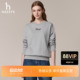 T恤女装 绣花上衣潮套头长袖 时尚 Hazzys哈吉斯休闲圆领卫衣女秋季