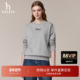 Hazzys哈吉斯休闲圆领卫衣女秋季 T恤女装 时尚 绣花上衣潮套头长袖