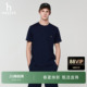 休闲纯色圆领棉质短袖 夏季 Hazzys哈吉斯男士 t恤上衣 液氨整理