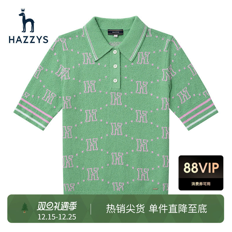 Hazzys休闲短袖针织衫