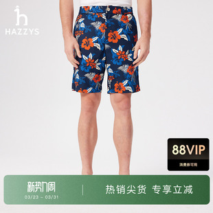 短裤 宽松印花五分裤 潮流男款 下装 子 HAZZYS哈吉斯夏季 裤 休闲男装