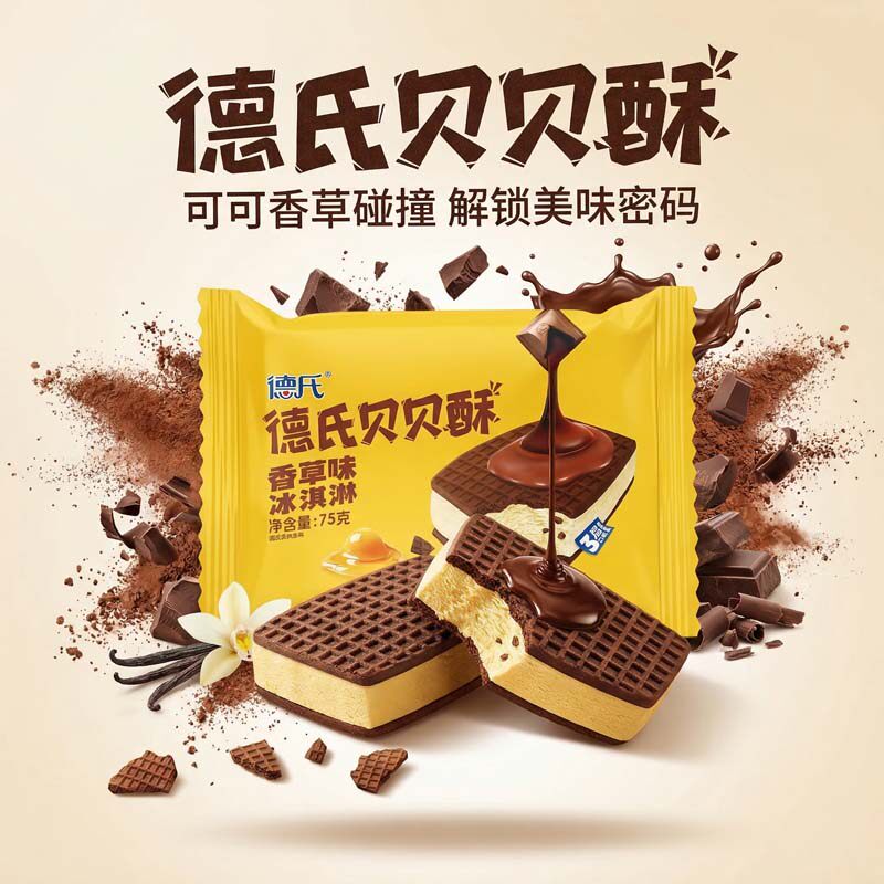 【新品上市】15支包邮德氏贝贝酥香草味冰淇淋巧克力味脆皮雪糕
