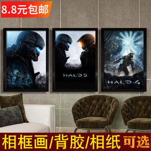 光环海报光晕5守护者4游戏相框装饰挂画墙贴图无限周边士官长halo