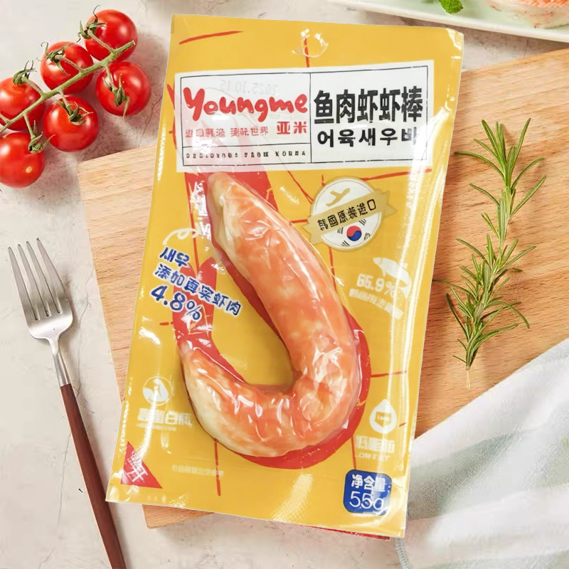 临期特价 韩国进口亚米咸香软糯鱼肉虾虾棒55g即食小零食寿司沙拉
