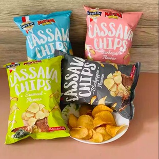 临期特价 印尼进口NATUNA呐嘟娜木薯片60g海苔味原味烧烤休闲零食