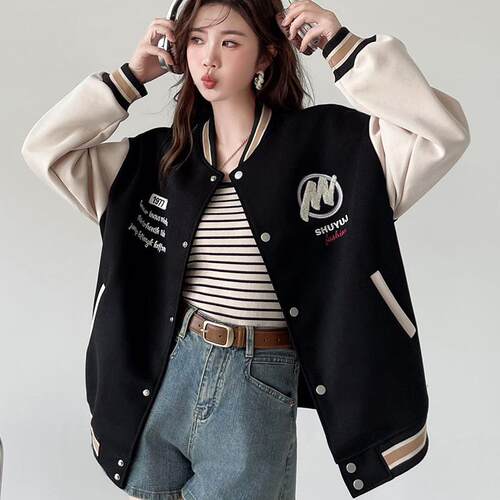 美式复古棒球服外套春秋款宽松