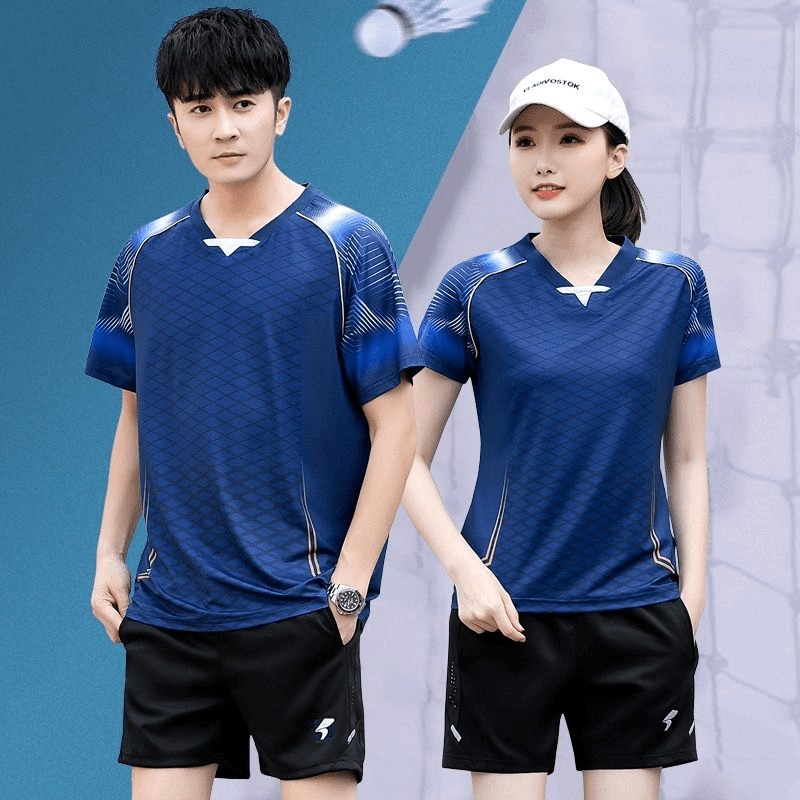 新款速干羽毛球服套装女排球网球乒乓球衣男款透气短袖运动队服