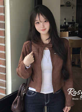 复古女短款小香风美式复古夹克