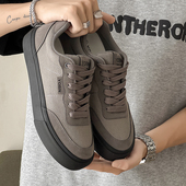 新款 男学生运动休闲鞋 帆布鞋 2025秋季 男韩版 百搭翻毛皮板鞋 潮男鞋