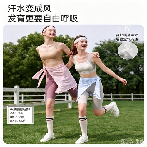 学生女无痕运动一体背心式内衣初高中生背背佳款矫正文胸12-18岁