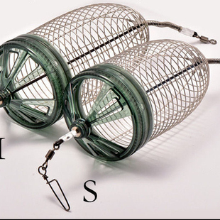 日本诱饵笼海钓不锈钢打窝打窝器饵料笼黄鸡笼可调节虾笼海钓配件