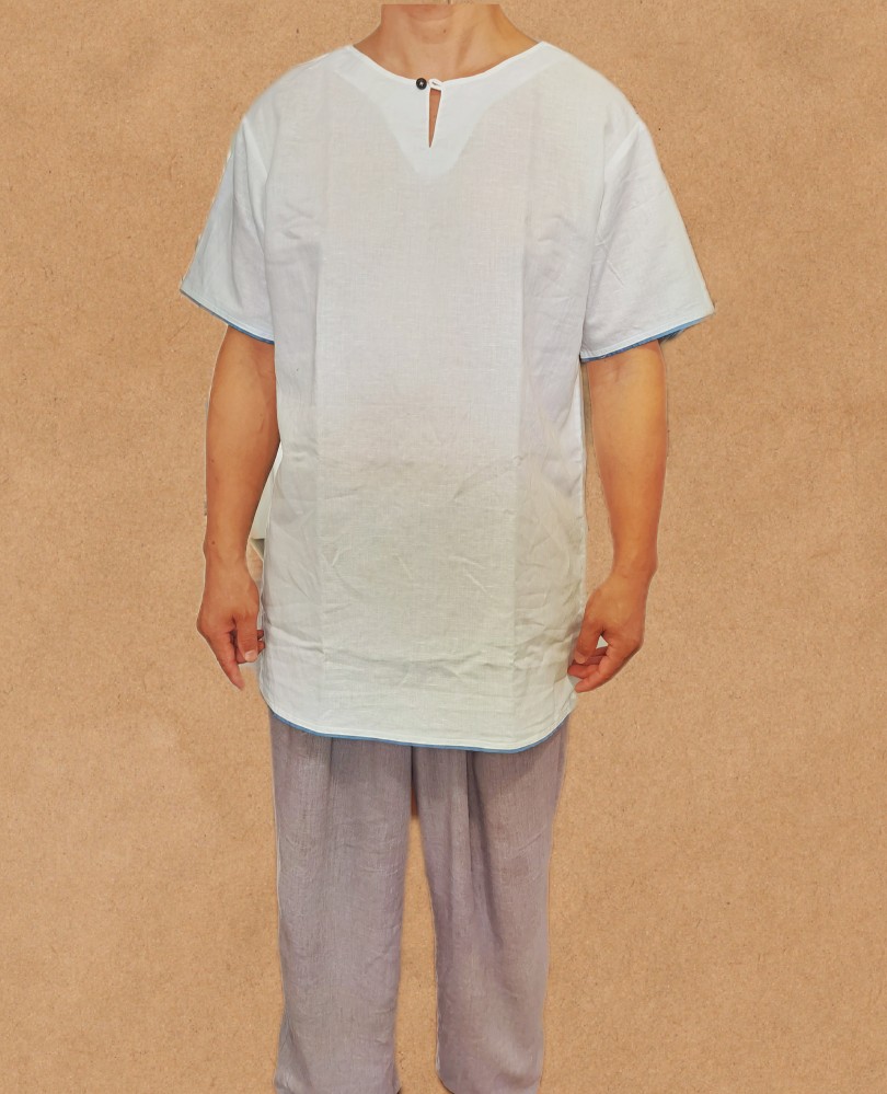 瑜伽谷仓/印度传统瑜伽服男白色棉麻禅修打坐服昆达里尼哈他isha