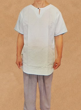 瑜伽谷仓/印度传统瑜伽服男白色棉麻禅修打坐服昆达里尼哈他isha