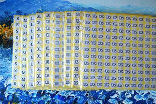 XXXL XXS服装 码 13mm大中小不干胶尺码 数贴纸 白色标签贴纸