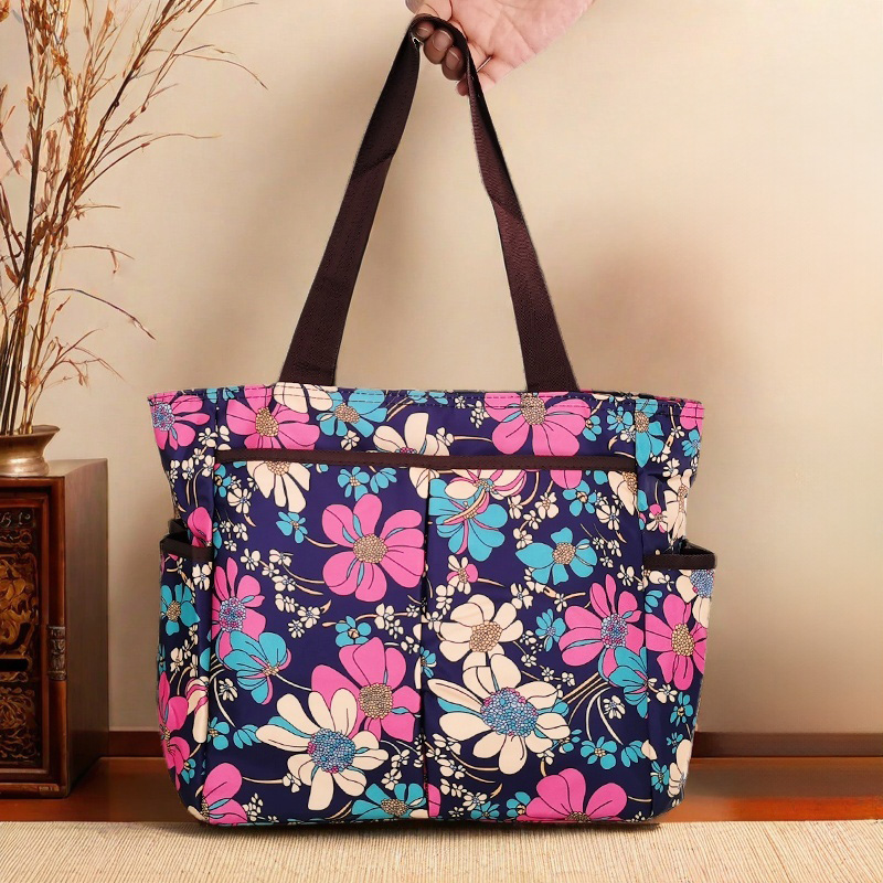 印花手提包单肩包托特包上班妈咪包出门装衣服大容量多功能母婴包