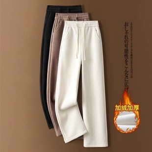 窄版百搭休闲直筒裤女春秋冬2025新款高腰显瘦加绒宽松垂感阔腿裤