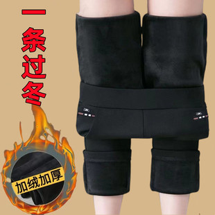 保暖裤 加绒裤 宽松休闲中年女士松紧直筒裤 高腰弹力妈妈裤 子女冬季